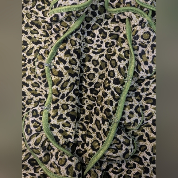 The Collective Works Of Berek Neon Green Leopard Print Ruffle Cardigan Retro Y2K - Picture 8 of 10